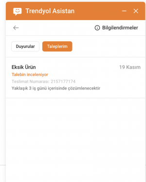 Trendyol Eksik Ürün Tedarik Edilmedi