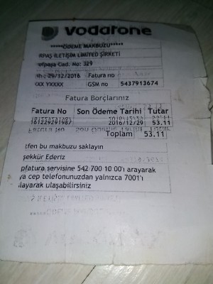 Vodafone Ekstra Fatura Kesimi