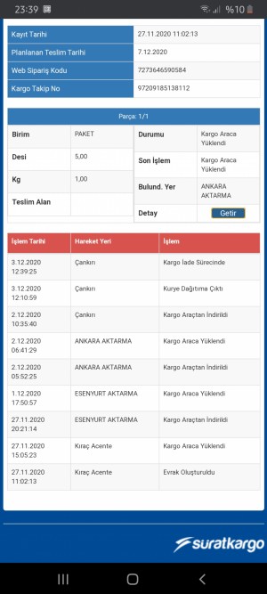 Sürat Kargo Evime Getirmeden Nasıl İade Yollarsınız????