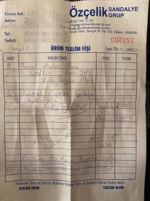 Özçelik Sandalye Grup A. Ş. Farklı Gönderilen Ürün Hakkında