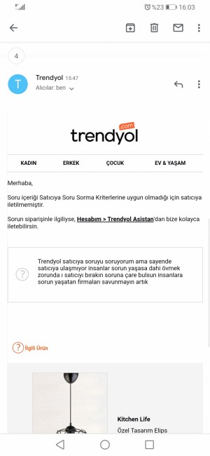 Trendyol Fatura Hasarlı Ürün