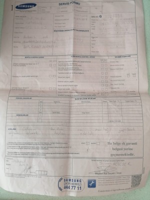 Samsung Garanti Kapsamındaki Ürünümü Servis Kurulum Belgem Olmasına Rağmen Tadilatı Yapılmamakta.