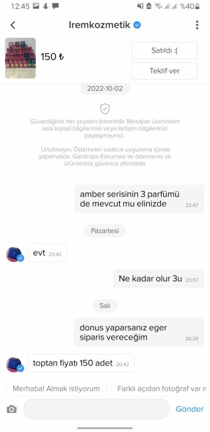 Gardrops Satıcısı Satış Sonrası Fiyat Yükseltmek İstediği İçin Kargoyu Göndermiyor.