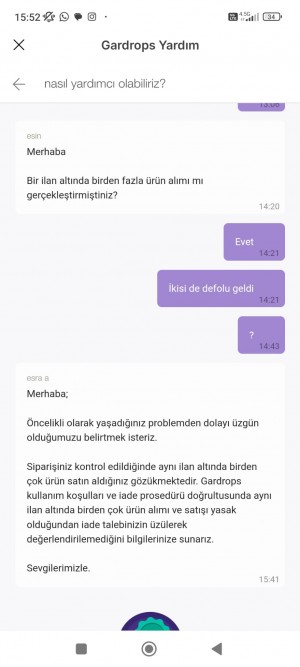 Gardrops Üzerinden Satılan Ürünlerin İadesini Almıyor