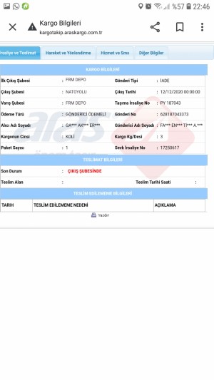 Aras Kargo Teslimatta Gecikme