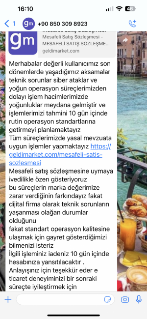 Geldi Market Siparişimi 15 Gündür Teslim Etmiyor!