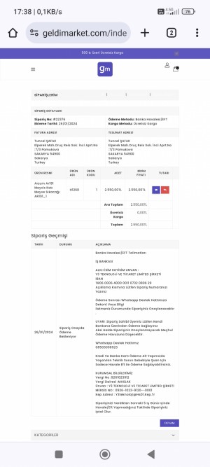 Geldi Market Para İadesi Geri Ödemesini Yapmıyor