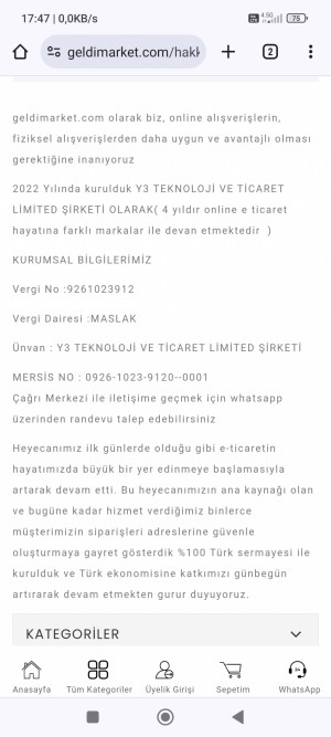 Geldi Market Para İadesi Geri Ödemesini Yapmıyor