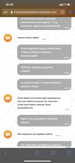 Trendyol Gelmeyen Kargo