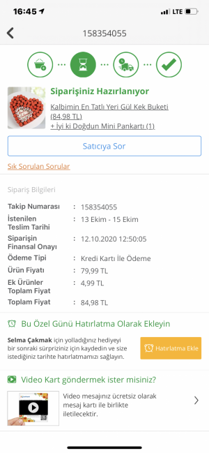 Çiçek Sepeti Gönderdiğim Ürünle Alakalı
