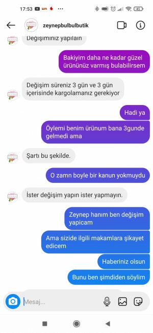 Zeynepbulbulbutik Gönderilen Kıyafet Bedeni İstenilenle Alakası Bile Yok
