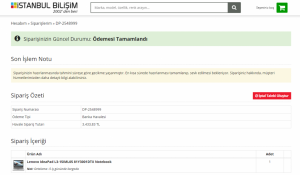 İstanbul Bilişim Gönderilmeyen Ürün