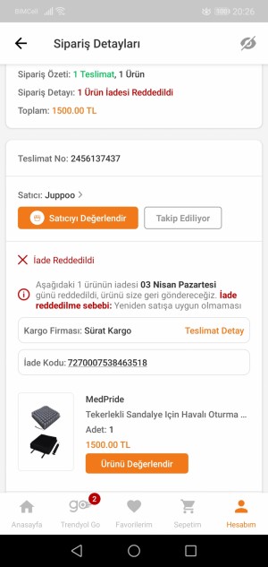 Trendyol-juppoo Haksız Bir Şekilde İadem Reddedildi.