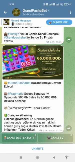 Grandpashabet Hem Kazandı Diye Tebrik Edip Sitenin Telegram Sayfasında Paylaşılmıştır