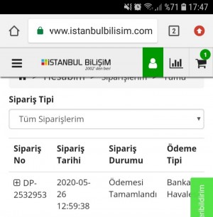 İstanbul Bilişim İade Edilmeyen Sipariş Parası