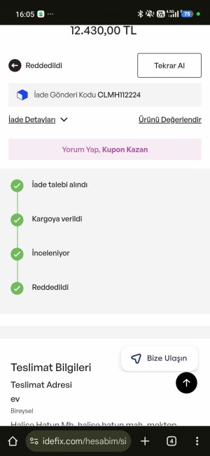 İdefix İade Reddedildi