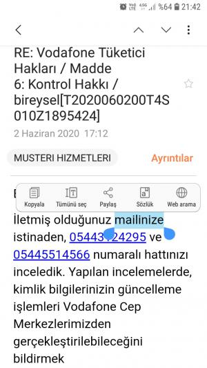 Vodafone Kimlik Bilgileri Hatası