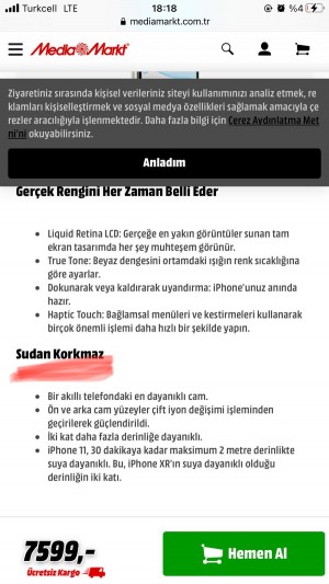 Apple Iphone 11 Pro Max Sıvı Temas