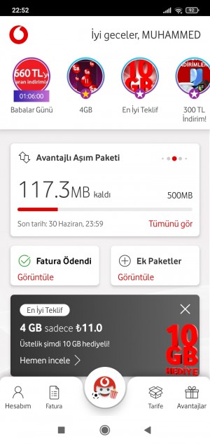 Vodafone İzinsiz Aşım Ücreti Faturama Yansıtılması