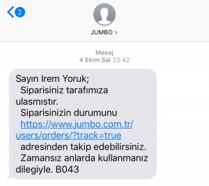 Jumbo Marka Siparişim 1.5 Aydır Elime Ulaşmadı