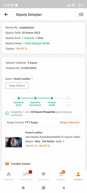 Trendyol Kargoda Kalan Ürün