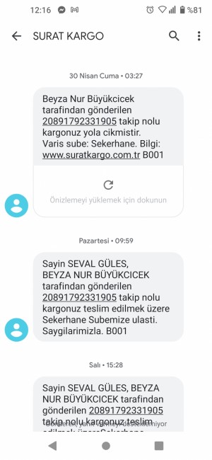 Sürat Kargo Kargom Elime Ulaşmadı