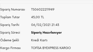 Tofisa Kargom Gelmedi