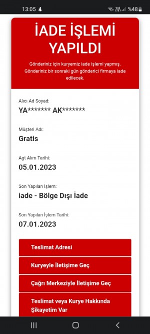 Agt Kurye Kargoya Verildikten 2 Gün Sonra İade