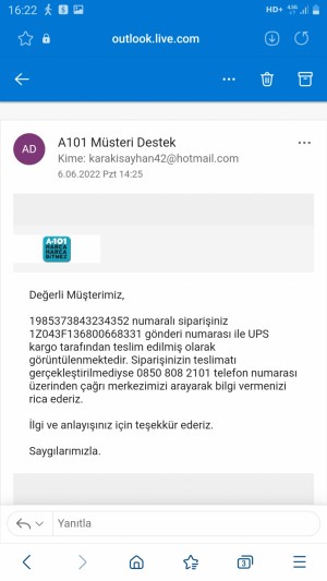 A101 Market Karşılanmayan Siparişim