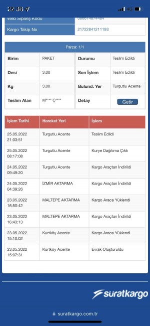 Sürat Kargo Kayıp Kargo