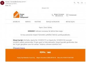 Koçtaş 50 Gündür Ürünleri Göndermeyip Onay Vermediğim Halde İptal Etti