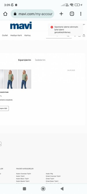 Mavi Jeans Sipariş İptal Seçeneği Şikayet