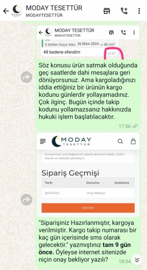 Moday Tesettür Ürün Göndermedi Para İadesi Vermiyorlar