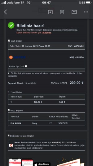Metro Turizm Muş/bursa Otobüs Bileti Aldım Adamlar Beni Ankara’da İndirip Bursa’ya Gitmiyoruz Dediler