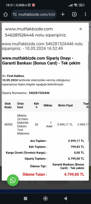 Mutfak Bizde İnternet Sitesi Şikayeti