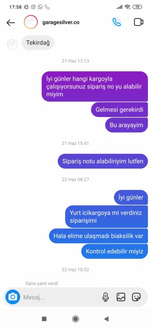 Garagesilver.co Ödememi Yaptığım Halde Ürünleri Gönderimi Sağlanması