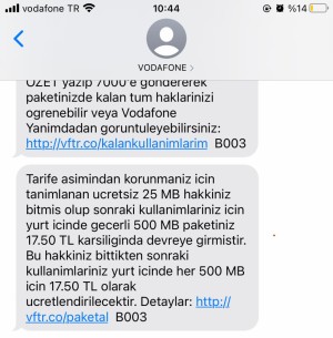 Vodafone Onayım Olmadan Hattıma Ek İnternet Paketi Tanımladılar