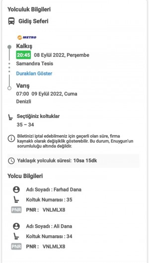 Metro Turizm Otobüs Bileti