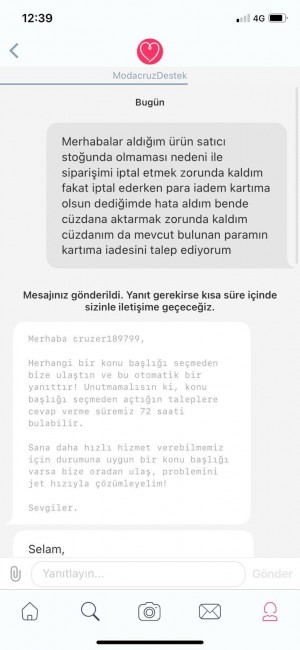 Modacruz Para İadesi Yapılmıyor Müşteri Mağduriyeti