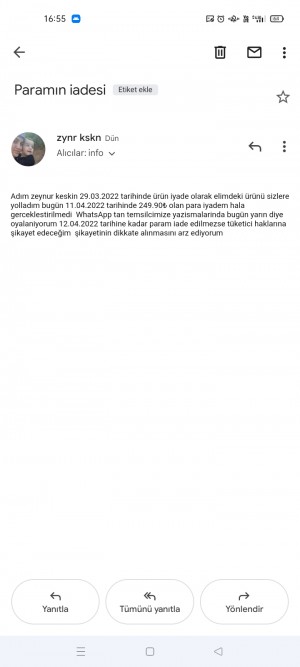 Lamia Giyim Para İadem Gerçekleşmedi