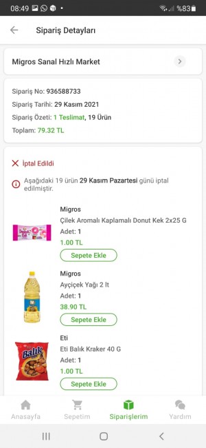 Trendyol Hızlı Market Param İade Edilmedi