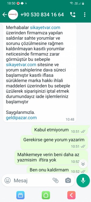 Geldipazar.com Rezillik 22 Günde Kargolanmayan Ürün Ve Tehdit