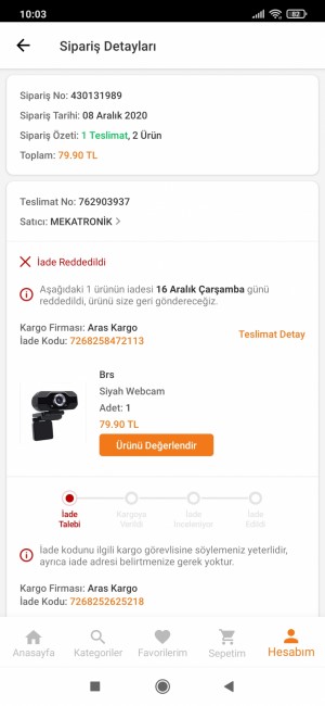 Trendyol Satıştaki Üründen Farklı Ürün Geldi