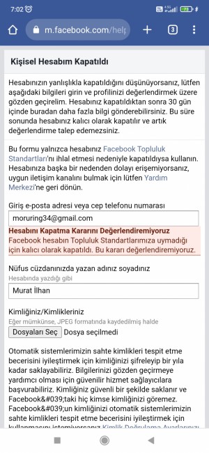 Facebook Sebepsizce Hesabım Kapatıldı