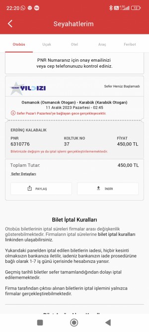 Tokat Yıldızı Seyahat Şikayet