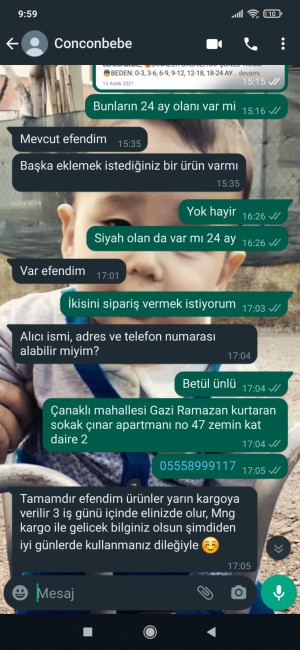 Conconbebe_ Sipariş Dışı Ürün Gönderimi