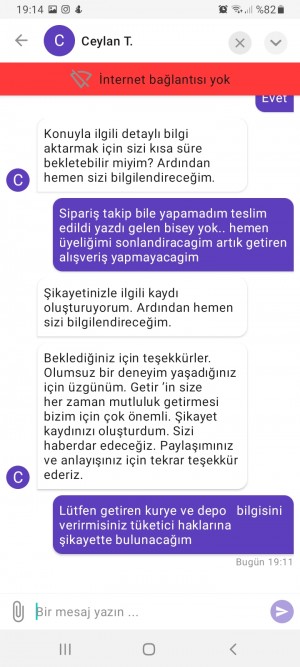 Getir Sipariş Gelmedi