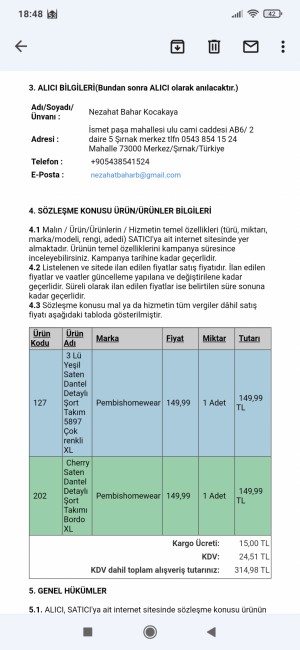 Pembishomewear Sipariş Gelmedi