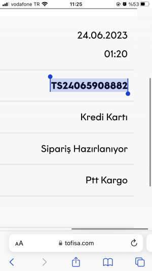Tofisa Sipariş Hazırlanıyor Şikayet