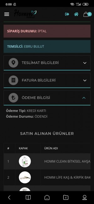 Homm Bitkisel Sipariş İptali Yaptım Paramı Göndermediler